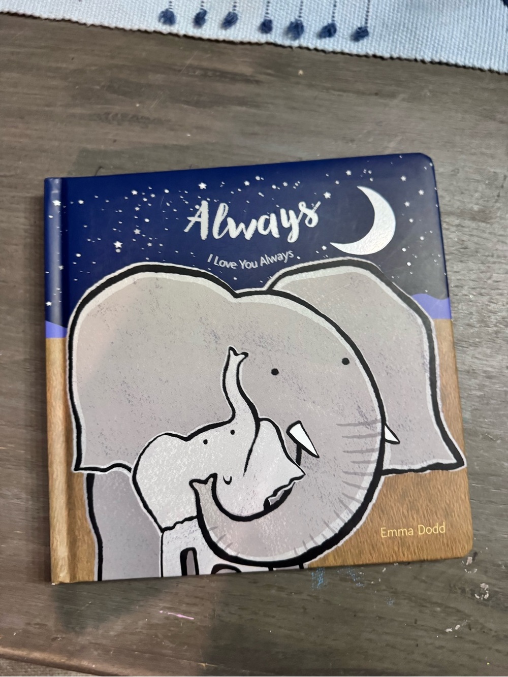 Always I Love You Always Elephant Hardcover Book - Navy & Gray